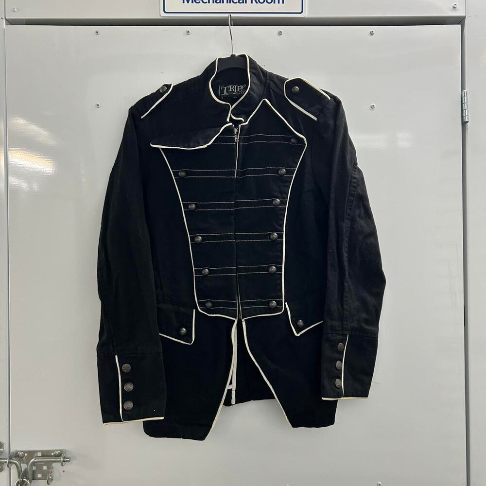 Y2K Tripp NYC black jacket with white piping